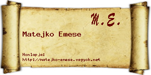 Matejko Emese névjegykártya